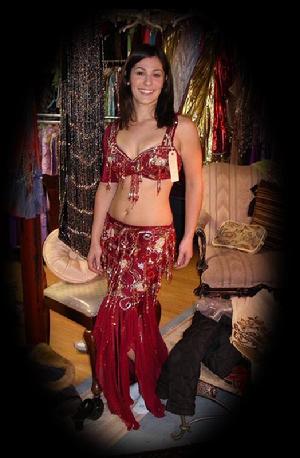 Amelia in burgundy at Shahrzad's Belly Dance Store